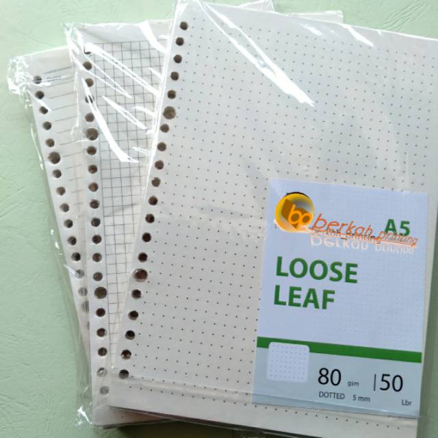 

REFIIL LOOSE LEAF BOOKPAPER grid/dotted /ruled