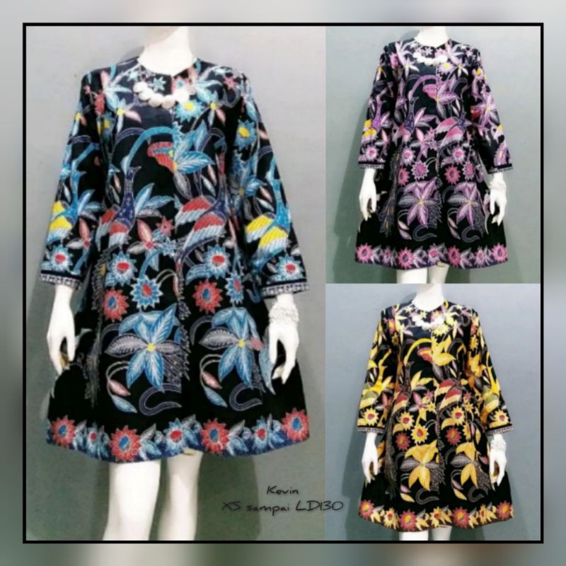 S-M-L-XL-XXL-XXXL-4XL Batik Tunik wanita ASJ SA HRB026 Kenongo Pekalongan Sogan Tulis