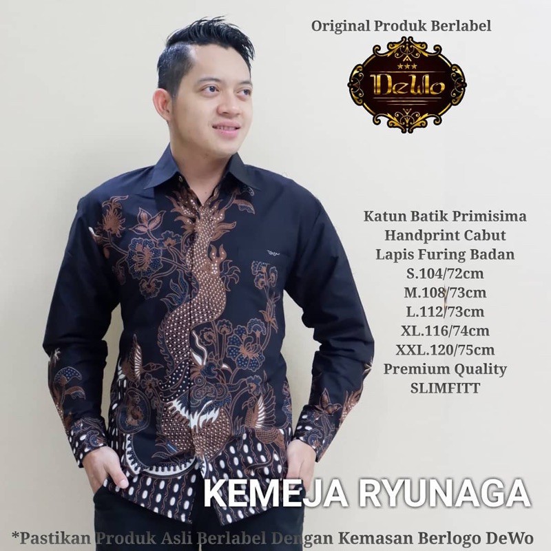 BATIK PRIA RYUNAGA FULL FURING KATUN HALUS SIZE S-XXL HIGH QUALITY
