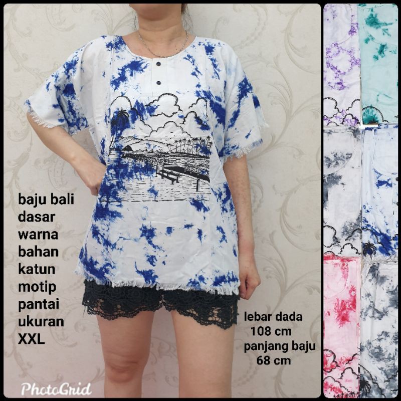 BH 142 baju bali xxl  pantai katun dsr putih