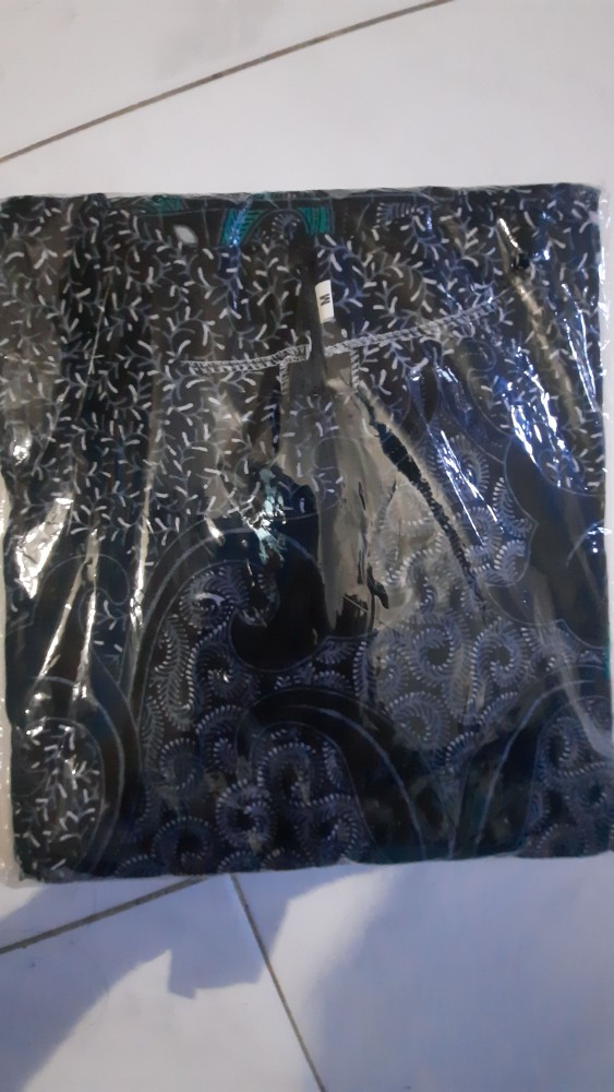 Batik Tunik Shibori Jumputan Terbaru Size S-3l / Hrb026 Yelbor Navbor / Biru Putih