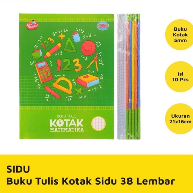 

( Pack ) Buku Tulis Strimin / Kotak Kecil Sidu 38 Lembar 5mm