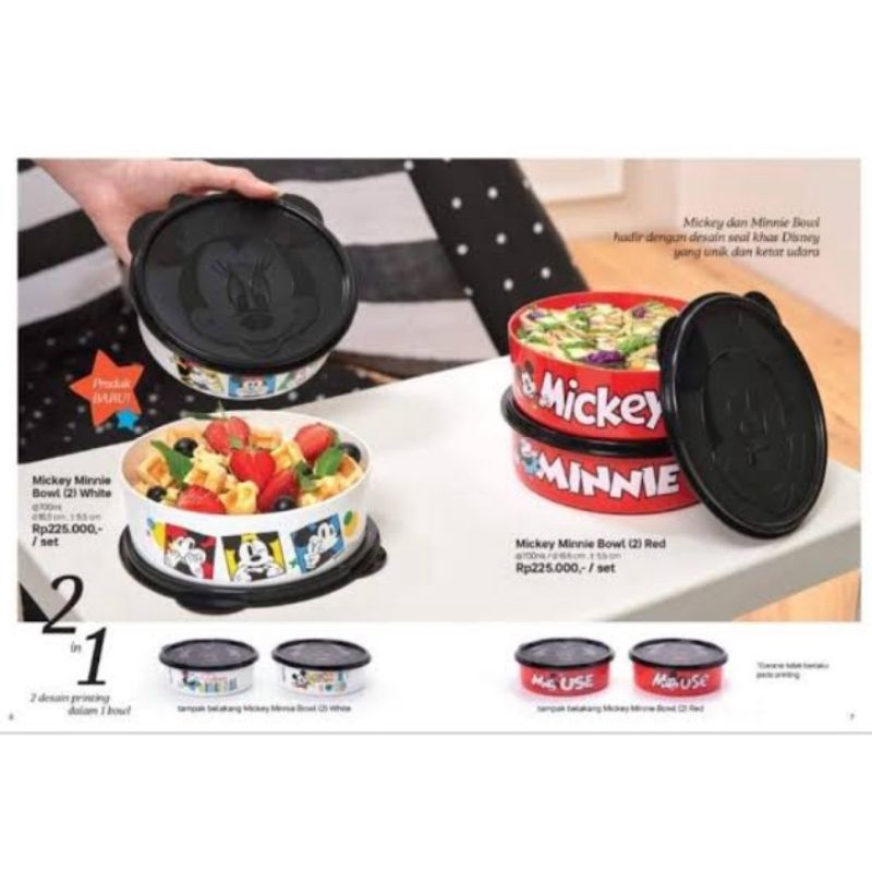 Mickey Minnie bowl tupperware isi 2 / Bowl karakter mickey mouse dan minnie mouse tupperware