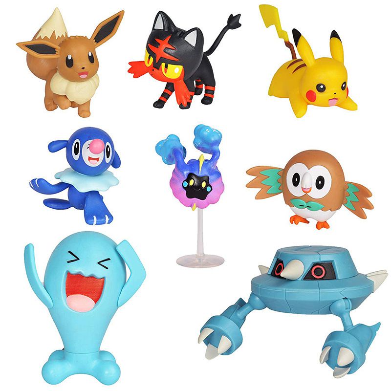 8pcs Set Pokemon Battle Figure Multi Pack Pikachu Eevee Wobbuffet Toys Gifts