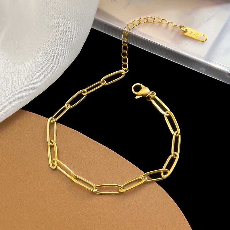 Gelang Titanium Peperclip Gold 18K Vintage Korea Fashion Style