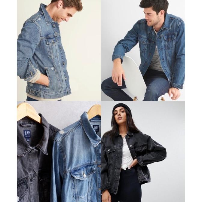 Diskon GAP Old Navy Icon Denim Jacket Ripped Wash Sherpa