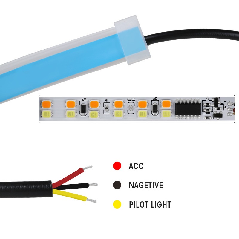 Lampu Strip LED DRL Flexible Anti Air Warna Putih Kuning 12v Untuk DRL Mobil