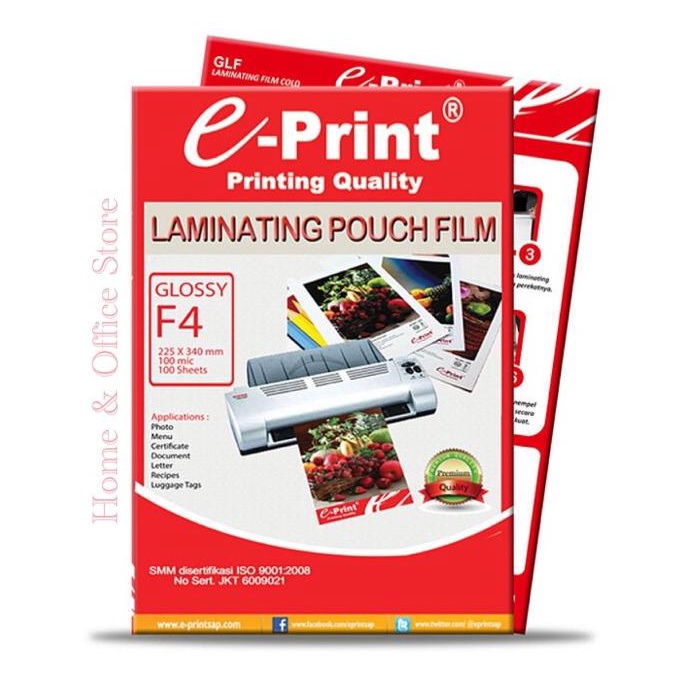 

E-Print Laminating Pouch Film F4 / Plastik Laminating Eprint F4