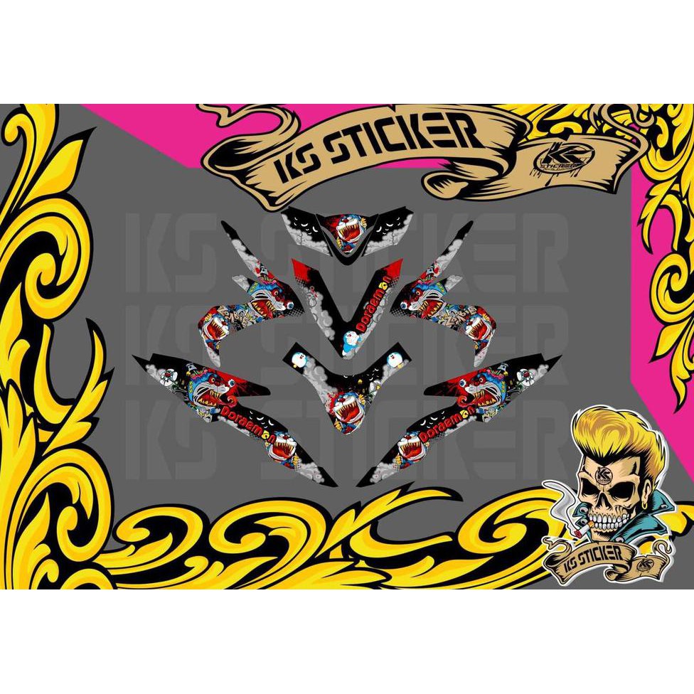 Cutting Stiker Decal New Beat Esp-Beat Street Doraemon Zombie Hitam Stiker Full Body