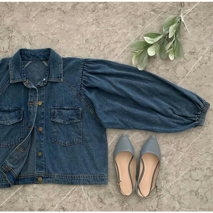 Jaket Jeans Wanita Oversize Balon Sandwash Jihan