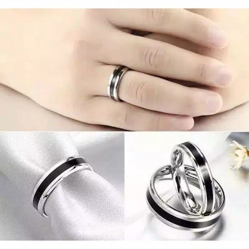 CINCIN TINTANIUM || CINCIN CAUPLE || CINCIN TITANIUM LIST SILVER &amp; BLACK