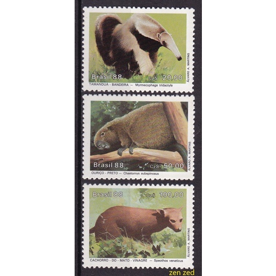 

0571 Perangko Brazil 1984 Endangered Mammals 3v Mnh