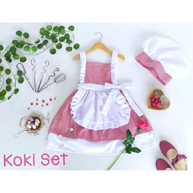 KOKI SET NEWBORN BAJU KOKI NEWBORN GIRL BAJU KOKI CEWEK BAJU CHEF NEWBORN NEWBORN PROPS