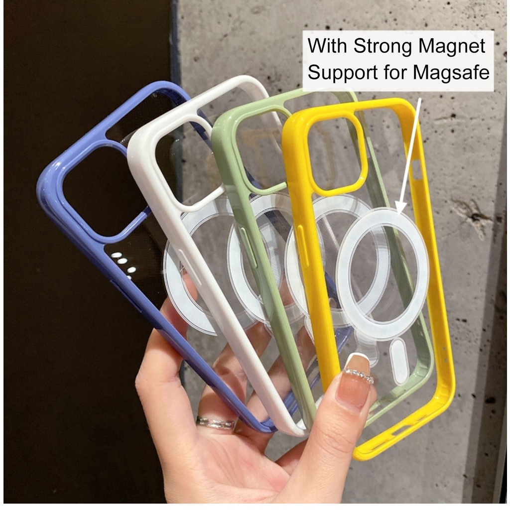 IPHONE Casing Ponsel Bening Kristal Magsafe Non-Kuning Kompatibel Dengan Iphone14 13 12 11 Pro Max Charger Nirkabel Dirancang Slim Lembut TPU Bumper Pelindung Silikon Dengan Magnet Bawaan