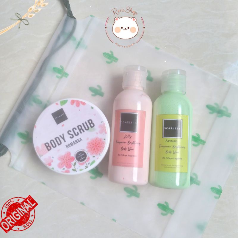 FREE POUCH - SCARLETT PAKET MINI 3in1 LULUR 50gr (Share in jar)
