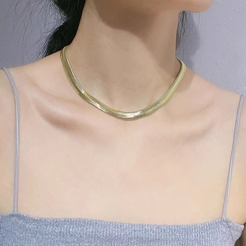 Kalung Titanium Gold 18K Mirip Emas Asli Vintage Korea Fashion Style