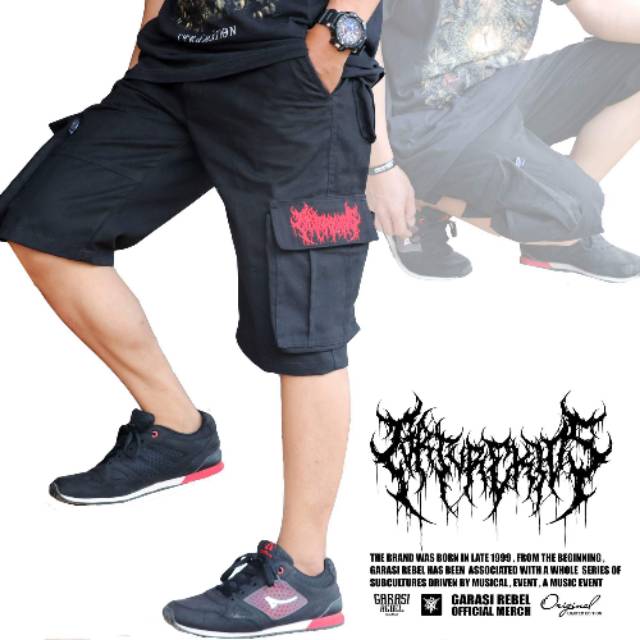  Celana  Cargo  Pendek  Band Metal  Shortpantscargo Torture 