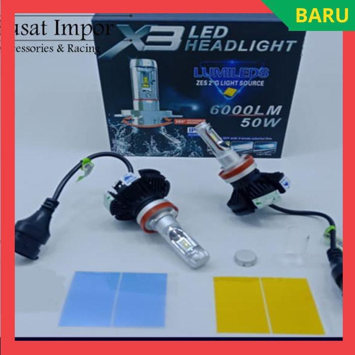 Lampu Led Headlamp Mobil H11 Philips X3 Best Quality 3 Warna