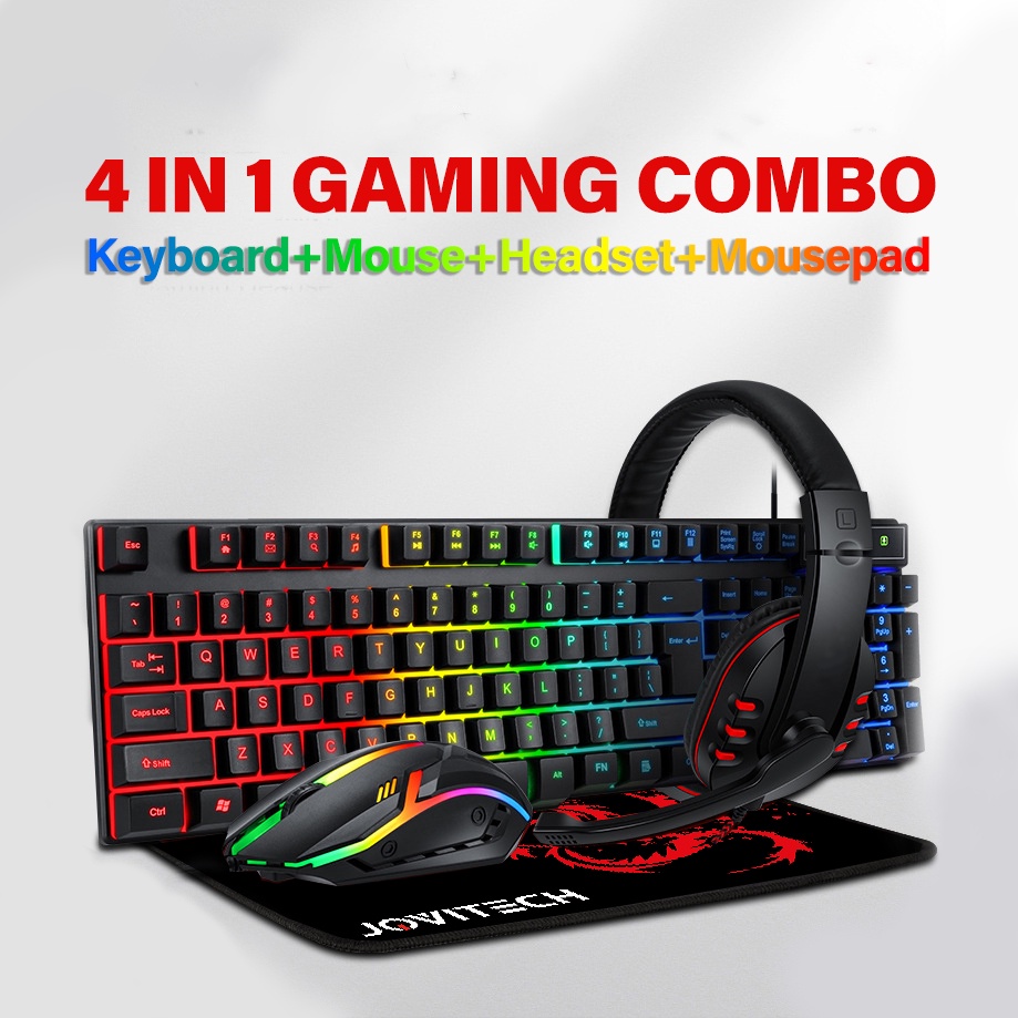 【COD】Jovitech 4 in 1 Combo Gaming Keyboard Mouse Headset Mousepad Gaming Bundling