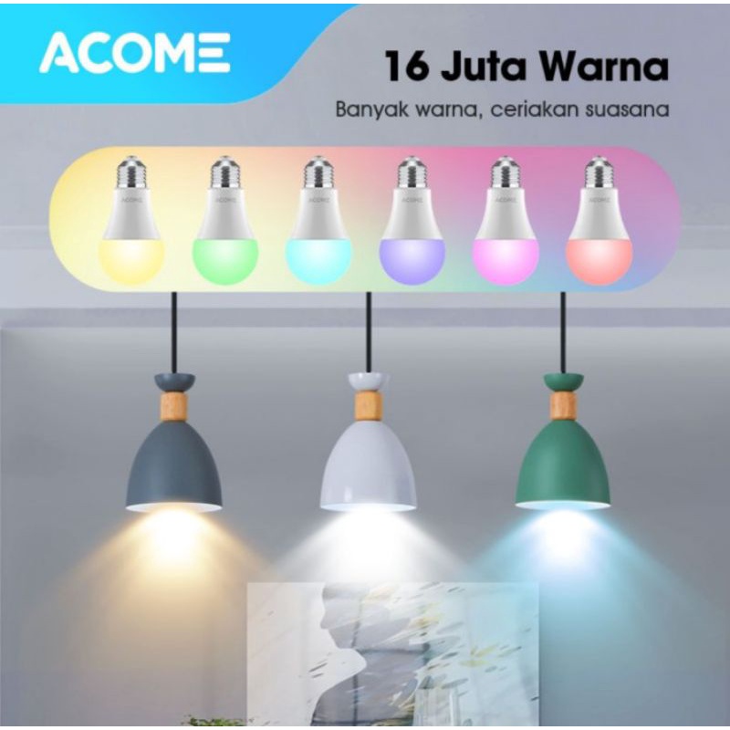 Acome Lampu Bohlam Smart WIFI LED 12W RGB Garansi Resmi 1 Tahun AL01