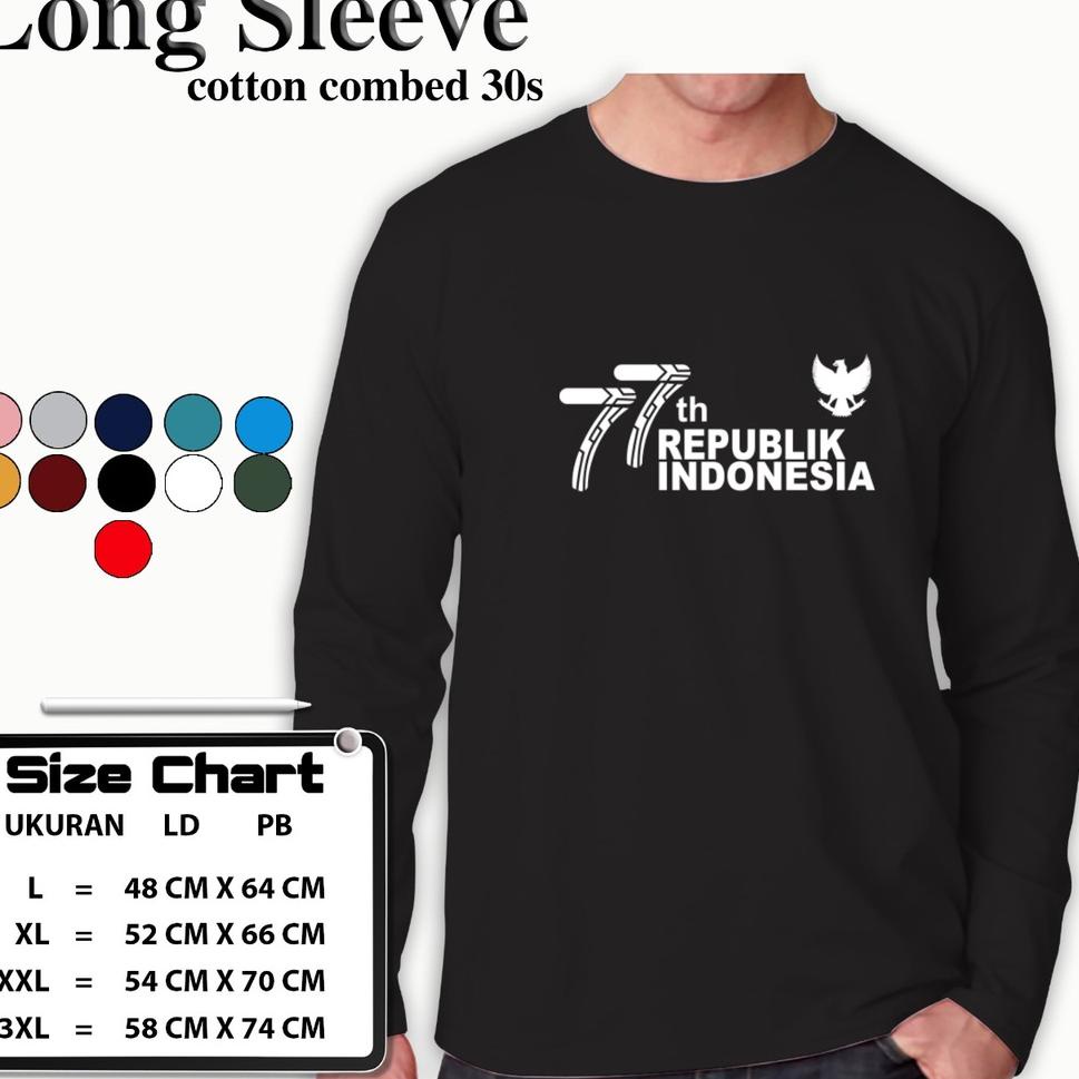 ㊫ KAOS PRIA LENGAN PANJANG HUT RI 77 ATASAN WANITA DAN PRIA LENGAN PANJANG HUT RI 77 MERDEKA HUT RI 