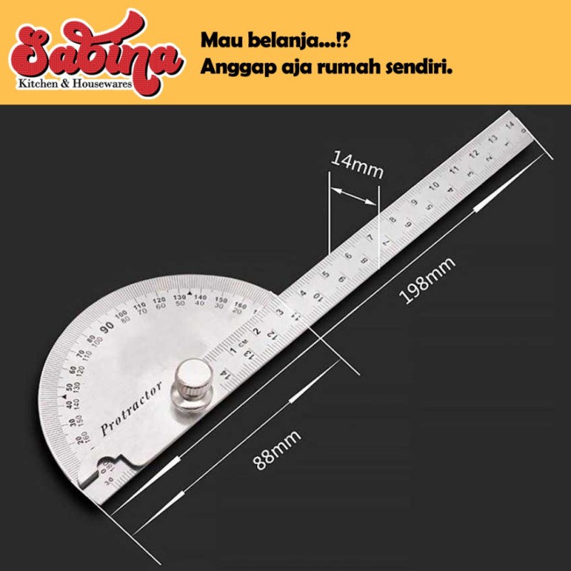 Protractor Penggaris Jangka Ruler Aluminium 14.5cm 180