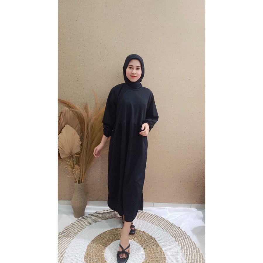 FC- LUCIU MIDI DRESS WANITA MUSLIM LENGAN BALON | SANSO MIDI POLOS