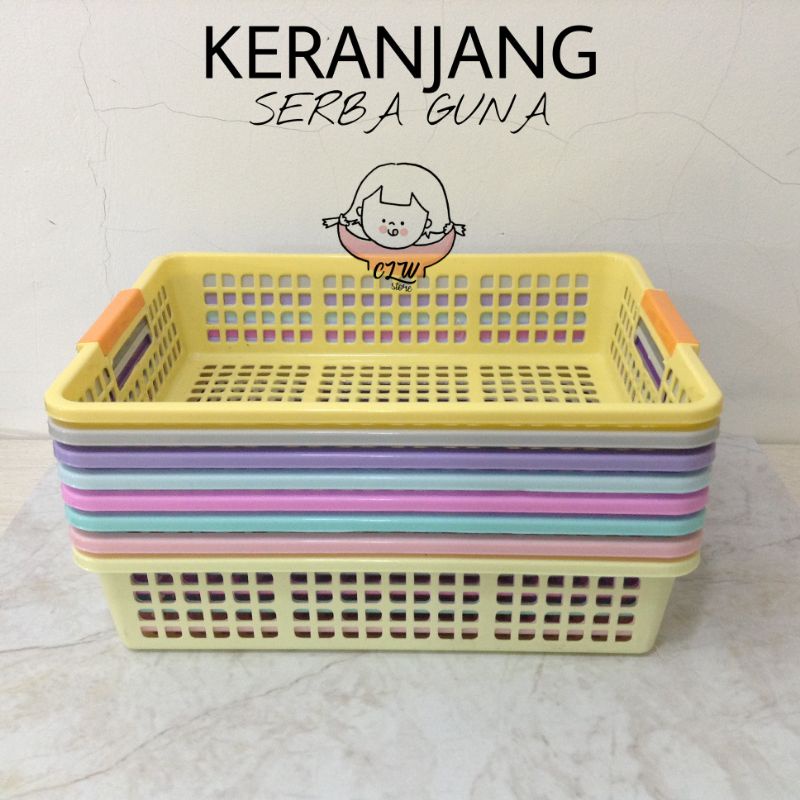 Keranjang Kotak Plastik / Keranjang SerbaGuna / Keranjang Container / Keranjang Organizer Kantor Ker