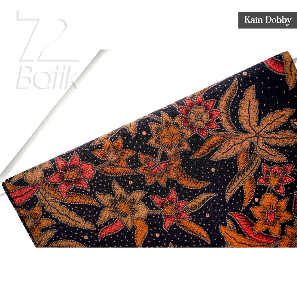 KAIN BATIK PREMIUM Bahan Dobby Motif Kembang Alas Warna Hitam Merah Coklat 729584 Cap 72 Jarik Jarit Samping Kebat Panjang Batik Dobby Modern Premium Bahan Seragam Batik Pernikahan Kantor Keluarga Murah Kamen Jadi Batik Bali Lembaran