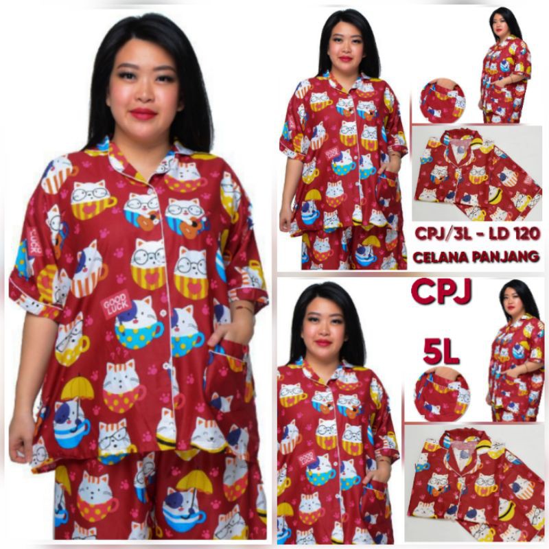 BAJU TIDUR BIG SIZE LD 120 130/PIYAMA SET CELANA JUMBO MOTIF KARAKTER