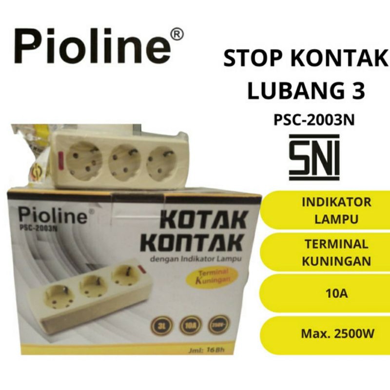 stop kontak 3 lubang pioline