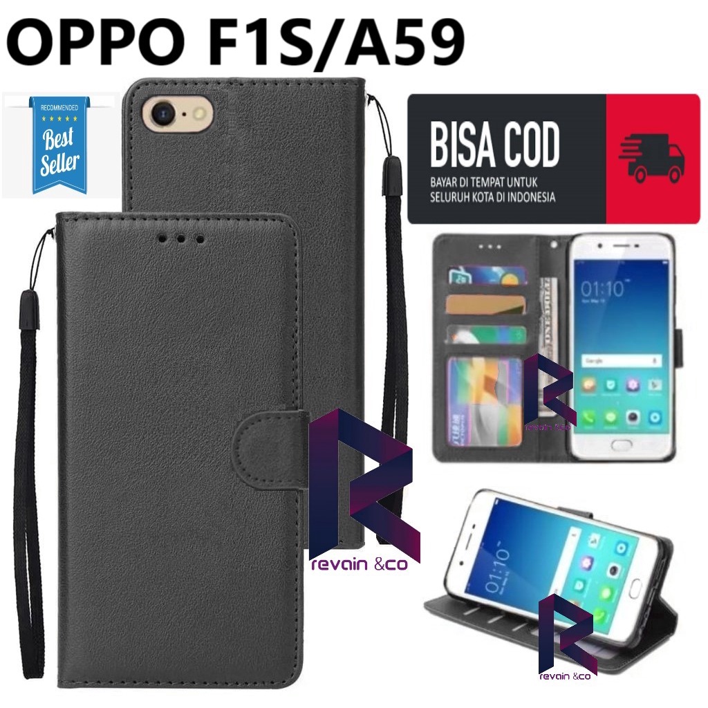 SARUNG KULIT OPPO F1S/A59 FLIP WALLET LEATHER KULIT PREMIUM SARUNG BUKA TUTUP FLIP CASE OPPO F1S A59