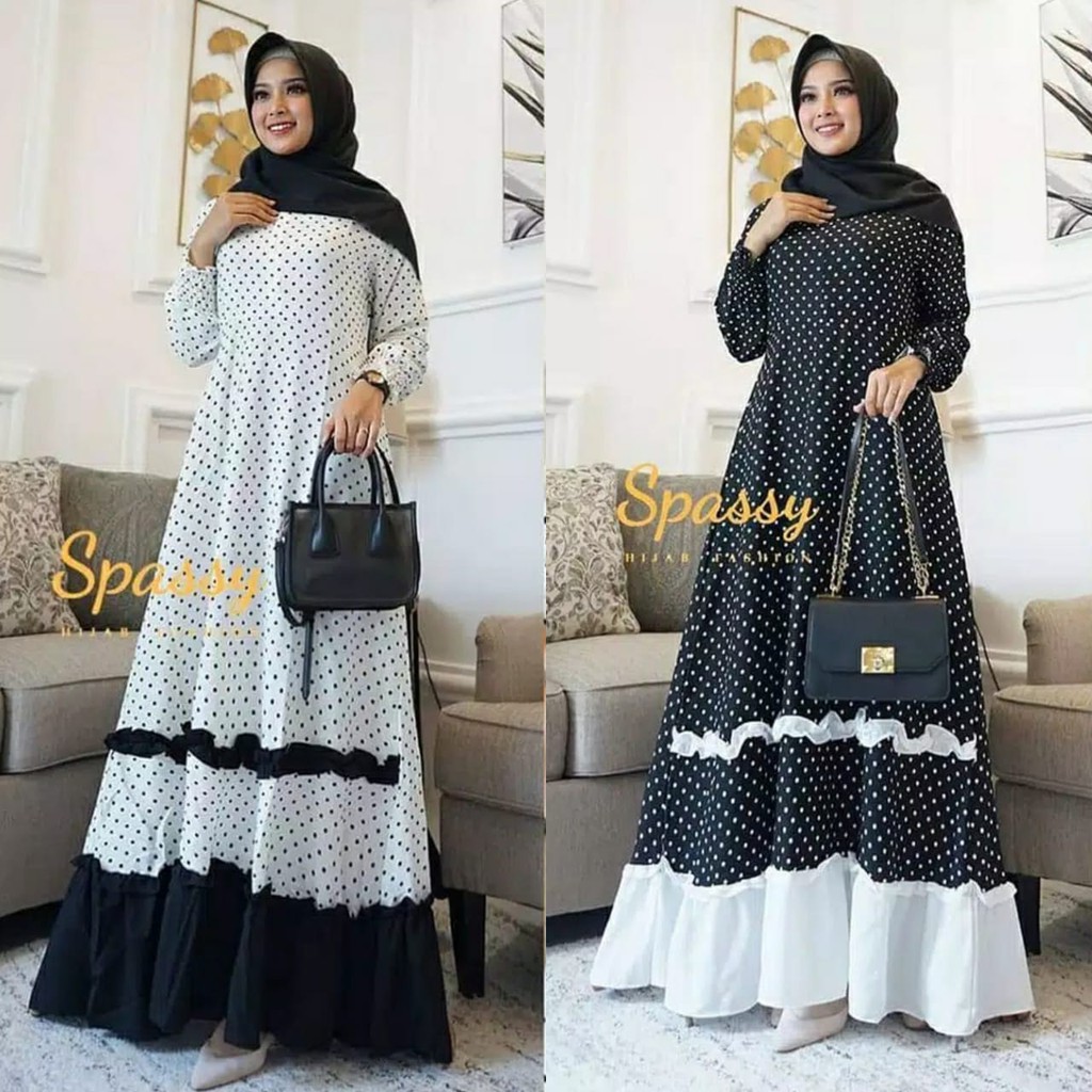 Bisa COD DODONA MAXY – Dress polkadot Dress katun Baju wanita Baju murah