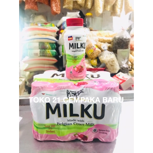 

Milku Rasa Stroberi 200ml 1 KARTON isi 12 botol | Susu UHT Milku Strawberry 200 ml Murah Promo