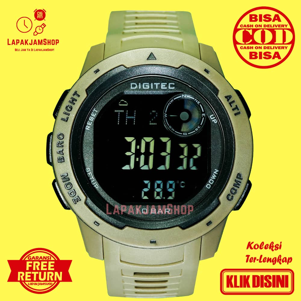 Jam Tangan Digital Pria Olahraga Coklat Digitec DS-8100T Hari Tanggal,Kompas,Stopwatch Murah Karet