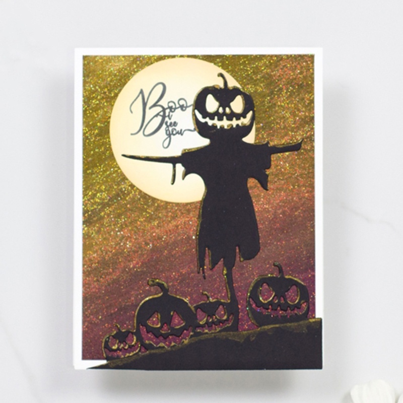 Cetakan Stensil Cutting Dies Motif Labu Halloween Bahan Metal Untuk Scrapbook / Craft DIY