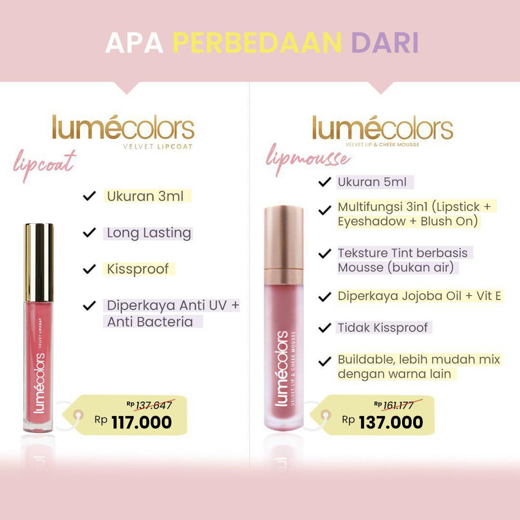 (BISA COD) Lipmatte Tahan Lama Lipstik Lumecolors Sunset Chic Lipcoat Lip Cream Lumecolors Kissproof-7