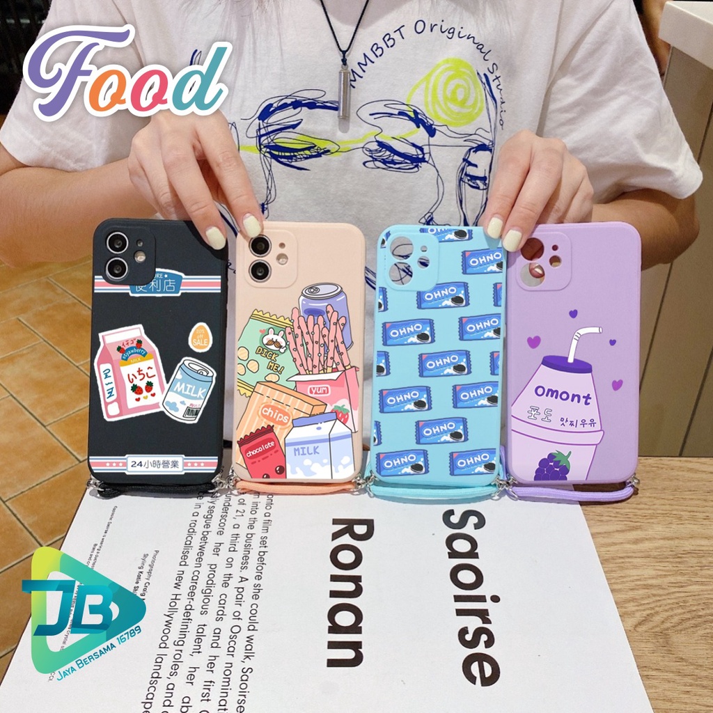 SOFTCASE SILIKON SLINGCASE TALI LANYARD STRAP PHONE MACARON PELINDUNG KAMERA FOOD OPPO VIVO SAMSUNG XIAOMI REALME IPHONE ALL TYPE JB5409