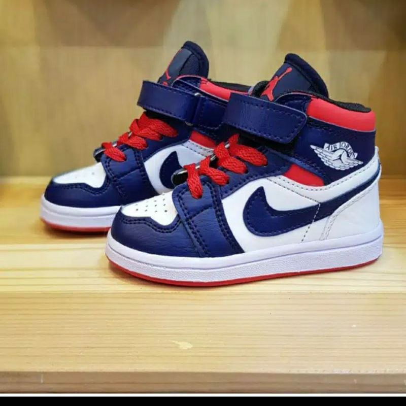 Sepatu anak anak casual cewe cowo terbaru NiKe AIr  jordan white navy/free box