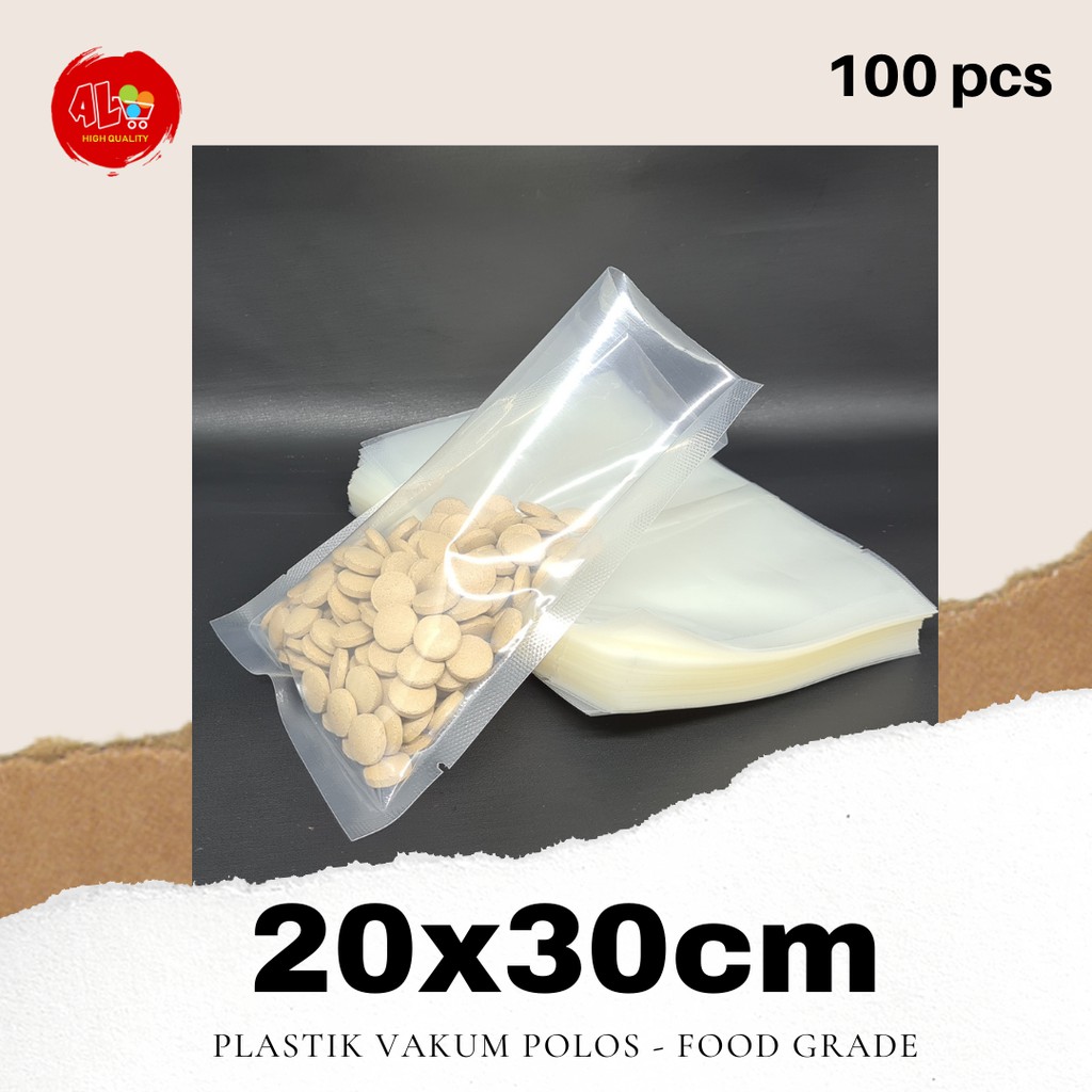 Plastik Vakum Polos 20x30cm Vacuum Bag Sealer Kemasan Makanan Frozen Food 100lbr