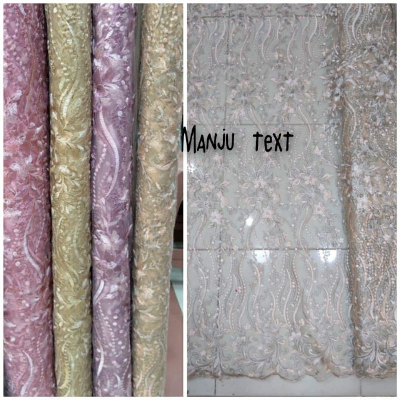 Kain tile Bordir / bahan Tulle bordir renda / cocok untuk dress gaun seragaman dll TERBARU