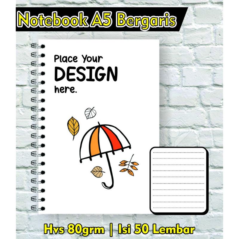 

Notes Custom A5 Notebook Design Cover Suka-Suka Isi Halaman Bergaris