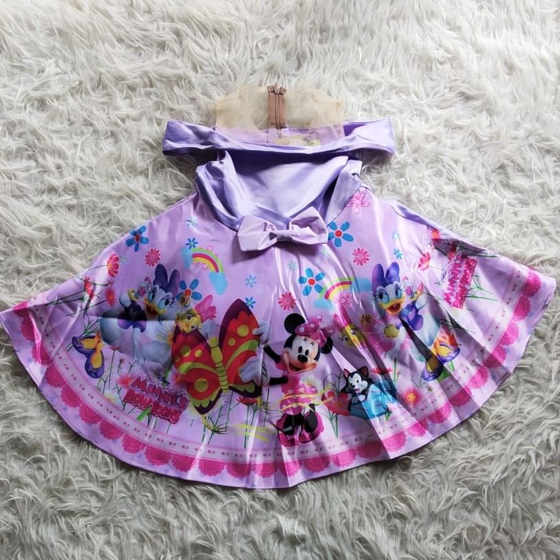 DRESS ANAK IMPOR PURPLE MINNIE BOW TOONS MA23C