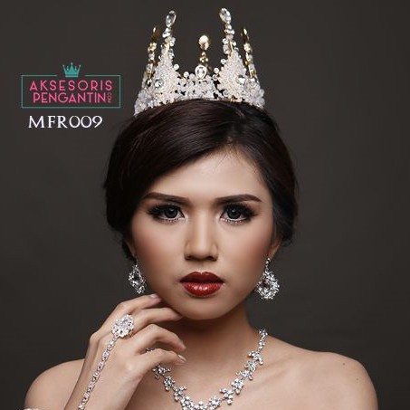 [BISA COD] CROWN WEDDING MAHKOTA PESTA PENGANTIN FULL ROUND TIARA PREMIUM MFR009