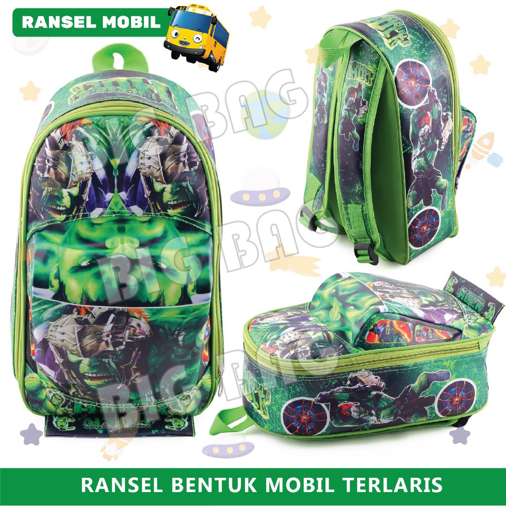 Tas Anak Laki Laki Karakter on The Road - Bentuk Mobil - Tas Sekolah TK School Bag Tas Sekolah Anak