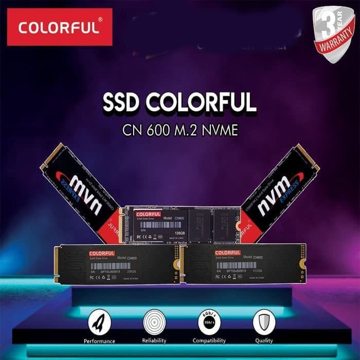 Ssd Colorful CN600 256GB Nvme M2.2280 - SSD 256GB Pcie Nvme Colorful CN600 256GB - Garansi 3 Tahun