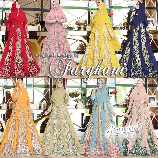 ORIGINAL  Gamis Pesta Syari Raudah vol 6 BY FARGHANI / gamis brokat ceruty busui realpic 100%ori