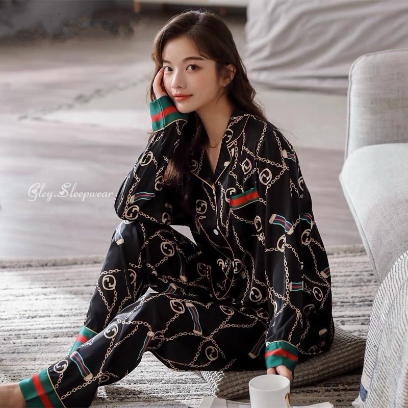 Piyama satin import / baju tidur wanita / ice silk baju tidur musim gugur-2