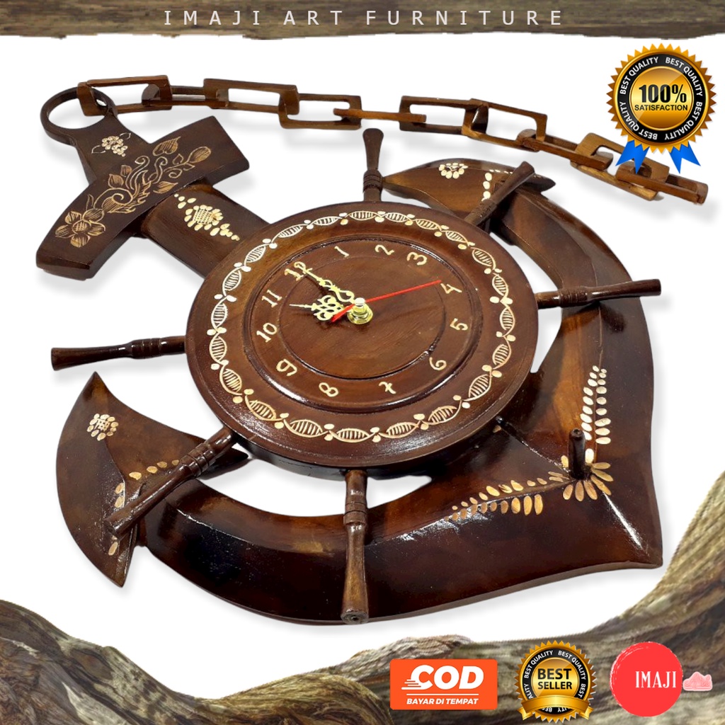 [ COD ] Jam dinding model jangkar kapal 40x30cm hiasan dekorasi rumah ruang tamu cantik klasik mewah