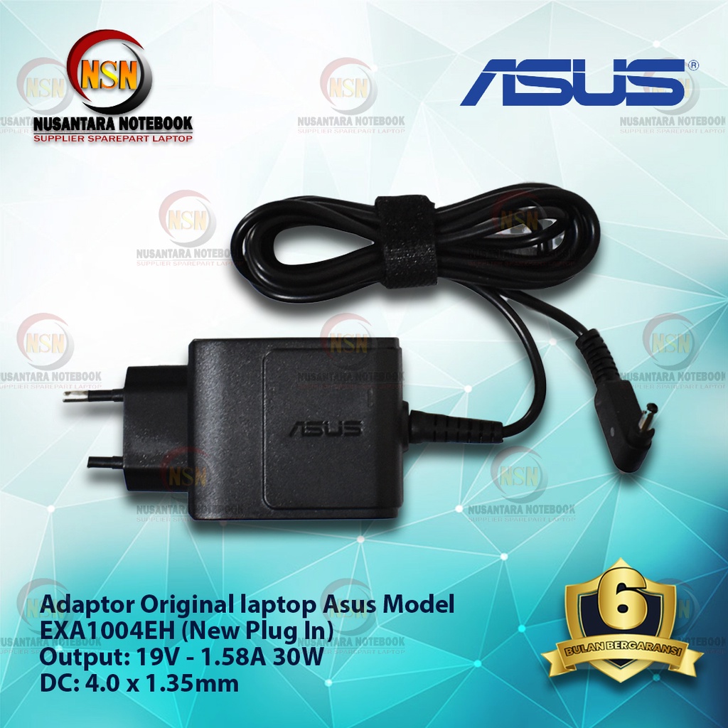 Adaptor Charger Asus 19V-1.58A 30W DC 4.0 X1.35mm New Plug In Original